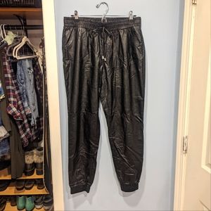 FINAL PRICE NWT 89th + Madison Shiny Black Vegan Leather Jogger Pants L